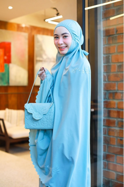 Telekung Travel Sulam Blue